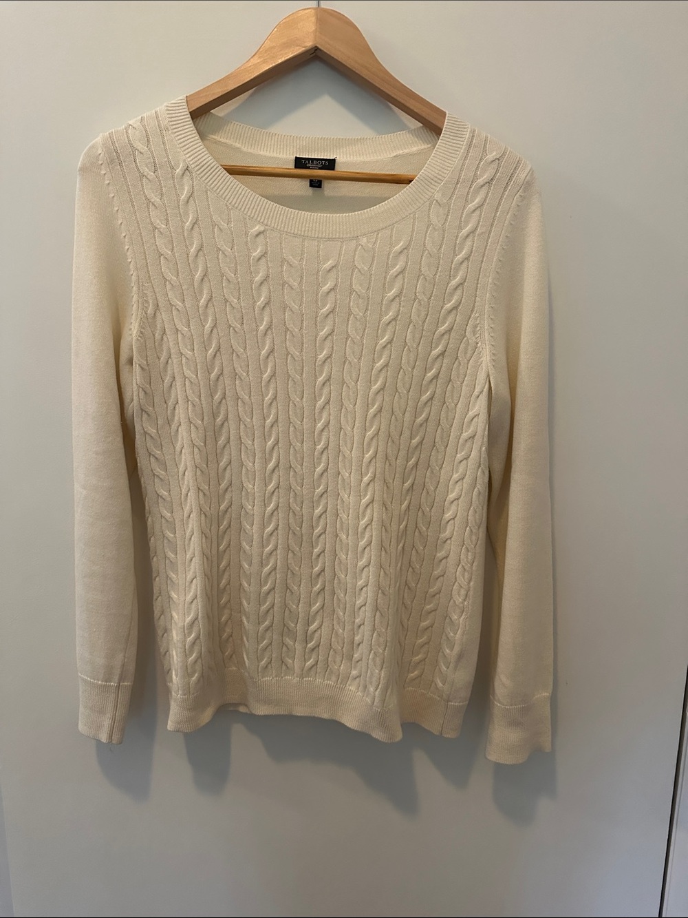 Talbots Cream Cable Knit Crew Sweater
